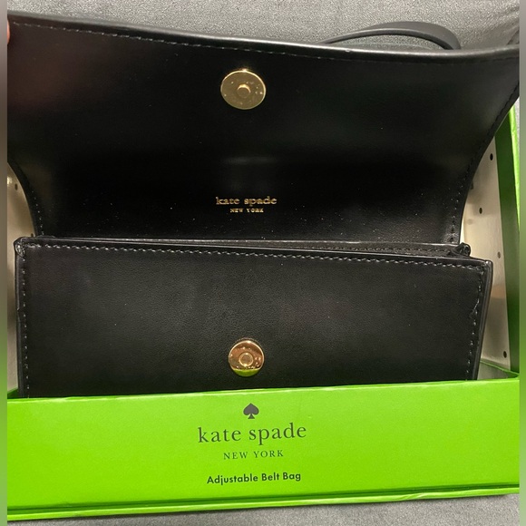 Kate Spade Black Bow Belt Bag Adjustable Leather L/XL NWT - Picture 7 of 9
